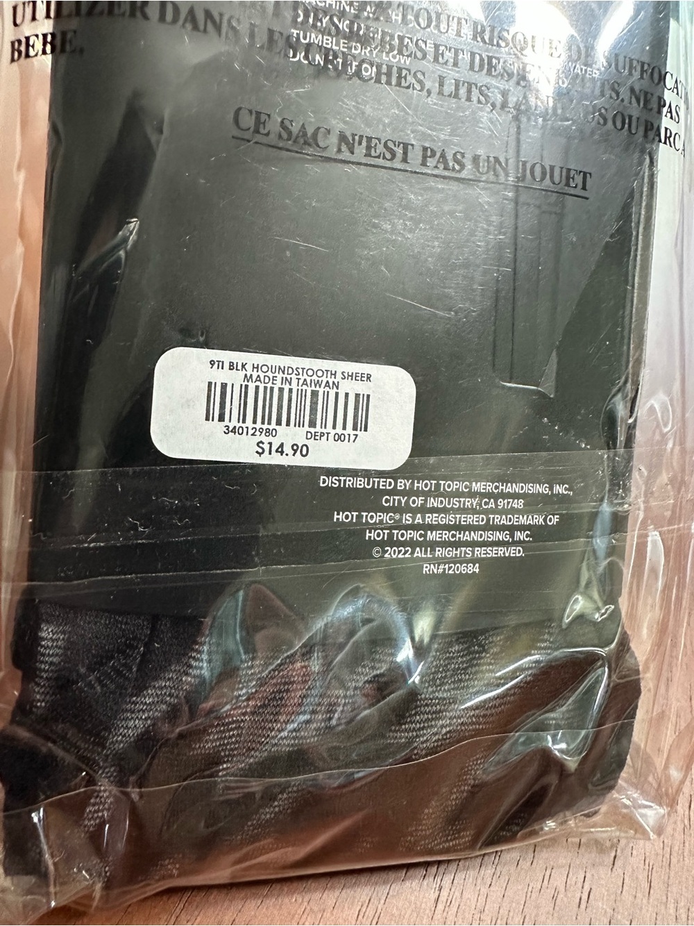 Hot Topic Black Houndstooth Sheer Tights - Picture 5 of 5
